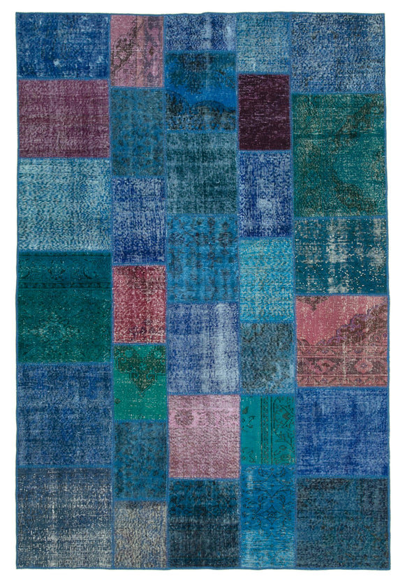 6' 8'' x 9' 10'' Hand-Knotted Turkish Patchwork Rug