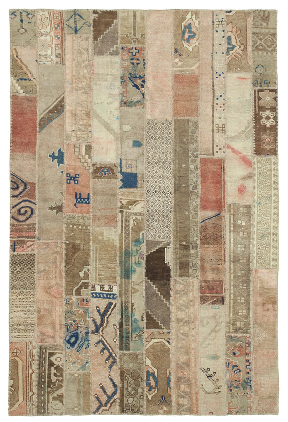 6' 7'' x 9' 10'' Hand-Knotted Turkish Patchwork Rug