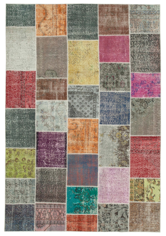 6' 9'' x 9' 9'' Hand-Knotted Turkish Patchwork Rug