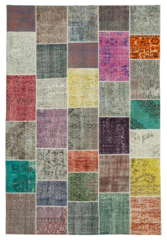 6' 8'' x 9' 11'' Hand-Knotted Turkish Patchwork Rug