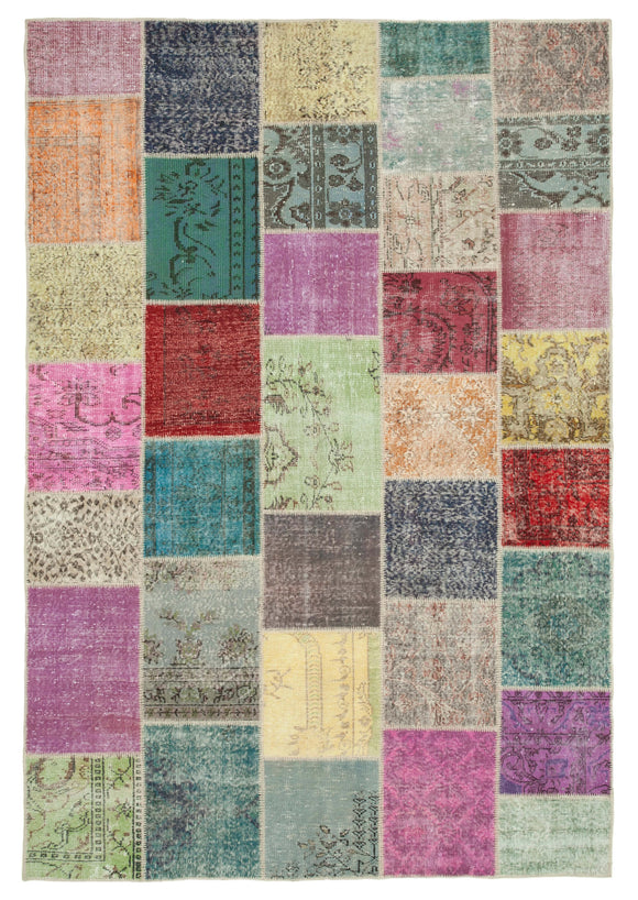 6' 9'' x 9' 10'' Hand-Knotted Turkish Patchwork Rug