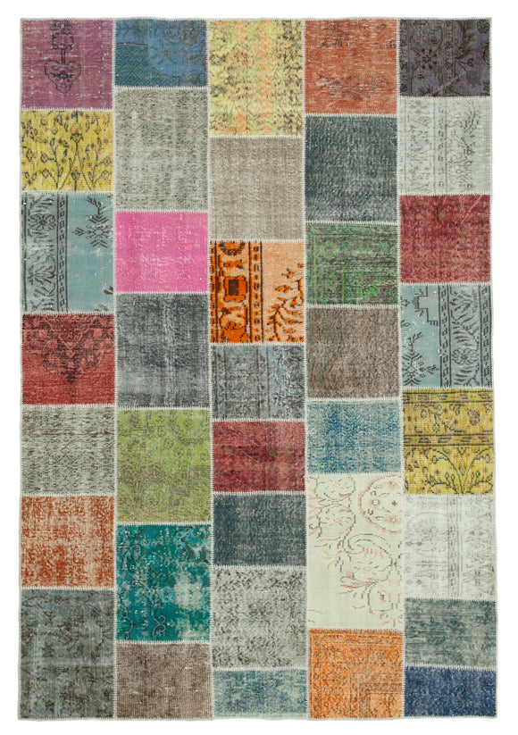 6' 9'' x 9' 9'' Hand-Knotted Turkish Patchwork Rug