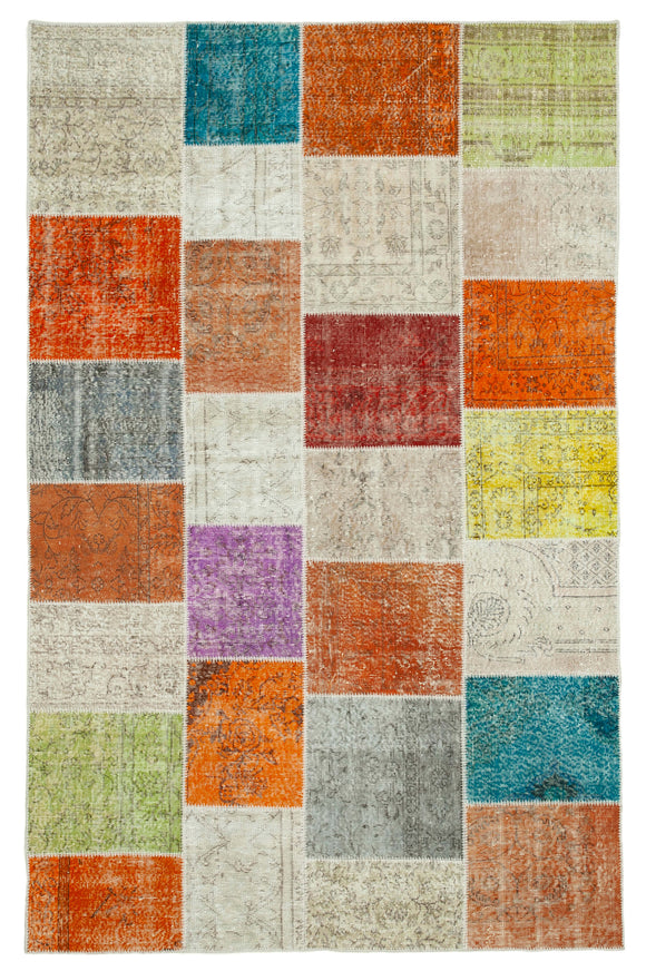 6' 4'' x 9' 10'' Hand-Knotted Turkish Patchwork Rug