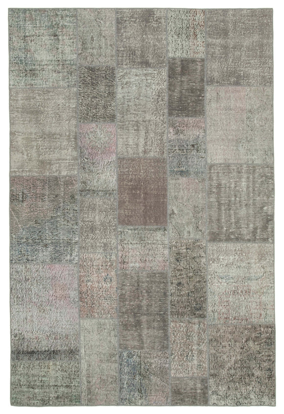 6' 7'' x 9' 9'' Hand-Knotted Turkish Patchwork Rug
