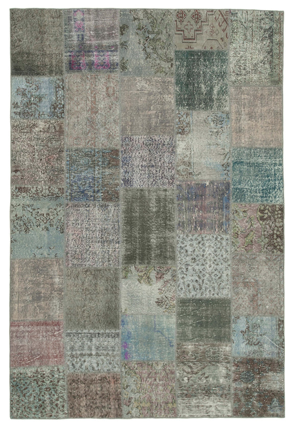 6' 9'' x 9' 10'' Hand-Knotted Turkish Patchwork Rug