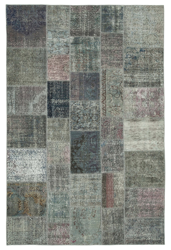 6' 7'' x 9' 10'' Hand-Knotted Turkish Patchwork Rug