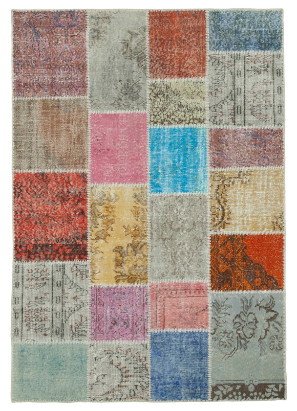 4' 9'' x 6' 9'' Hand-Knotted Turkish Patchwork Rug
