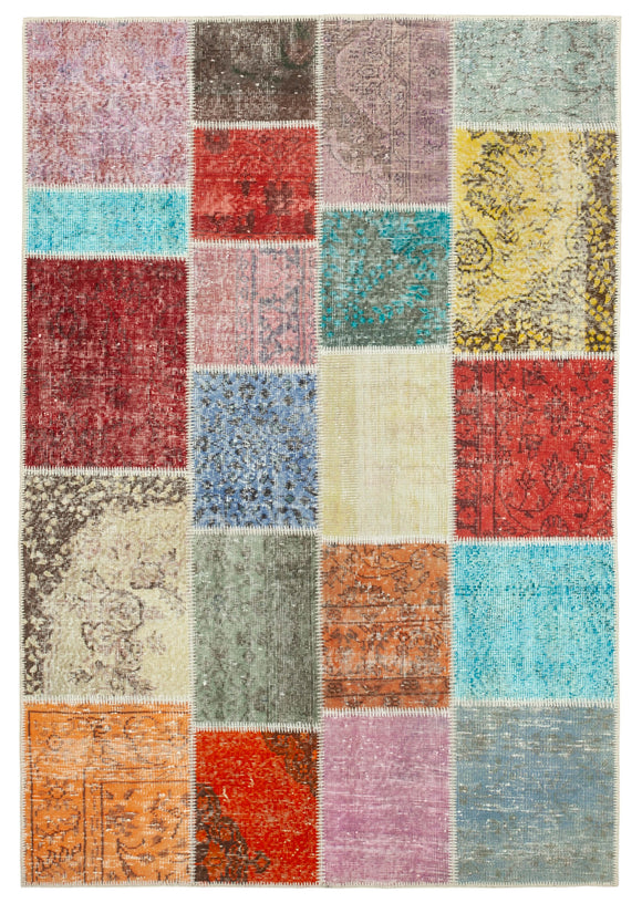 4' 8'' x 6' 9'' Hand-Knotted Turkish Patchwork Rug