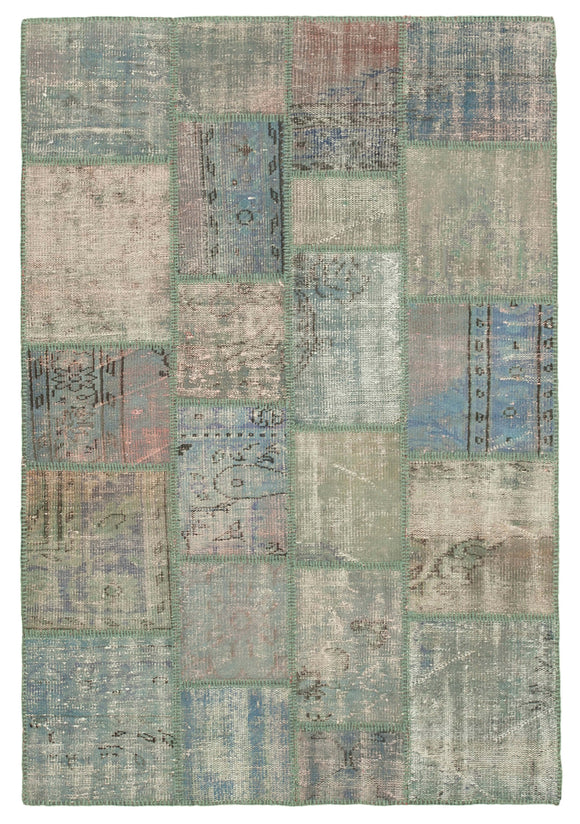 4' 7'' x 6' 8'' Hand-Knotted Turkish Patchwork Rug