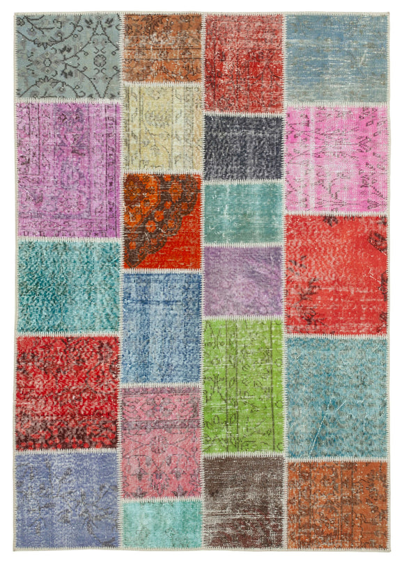 4' 9'' x 6' 9'' Hand-Knotted Turkish Patchwork Rug