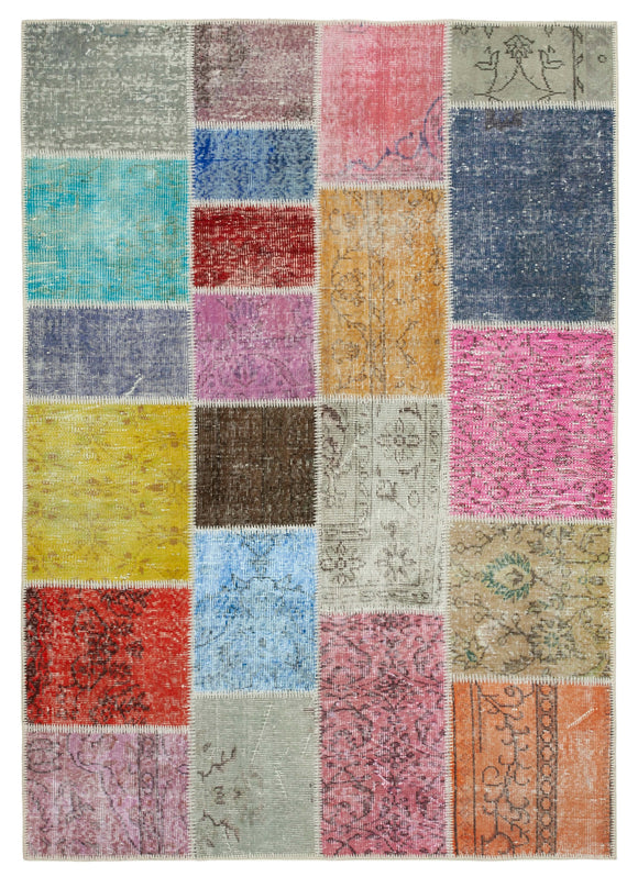 4' 9'' x 6' 8'' Hand-Knotted Turkish Patchwork Rug