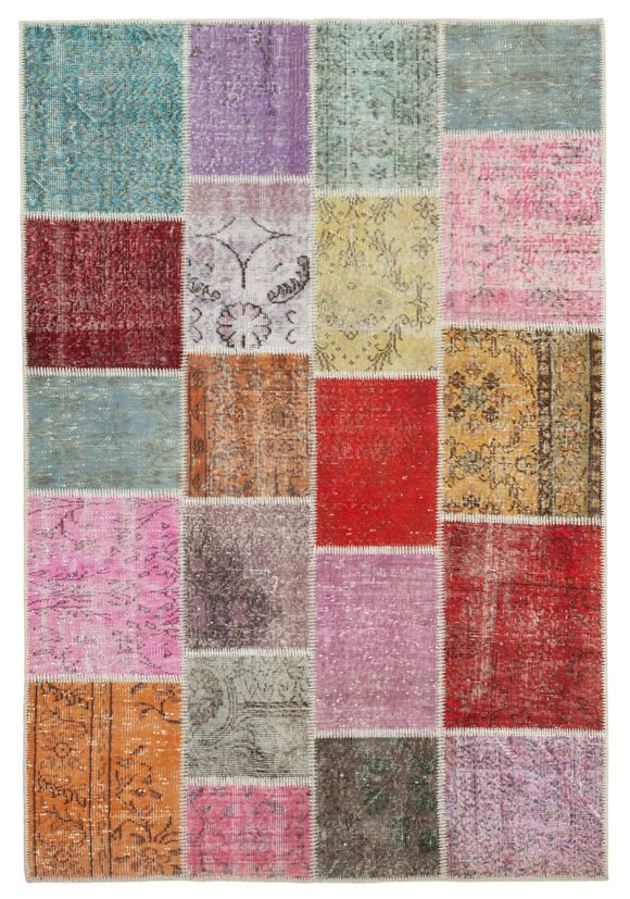 4' 9'' x 6' 11'' Hand-Knotted Turkish Patchwork Rug