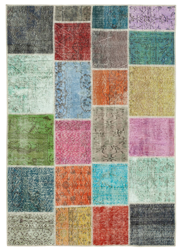 4' 8'' x 6' 8'' Hand-Knotted Turkish Patchwork Rug