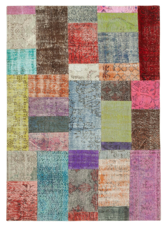 4' 8'' x 6' 7'' Hand-Knotted Turkish Patchwork Rug
