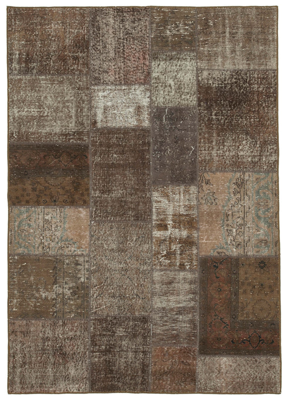 5' 7'' x 8' 0'' Hand-Knotted Turkish Patchwork Rug