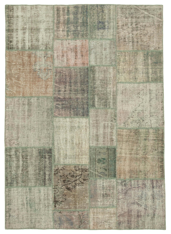 5' 9'' x 7' 11'' Hand-Knotted Turkish Patchwork Rug