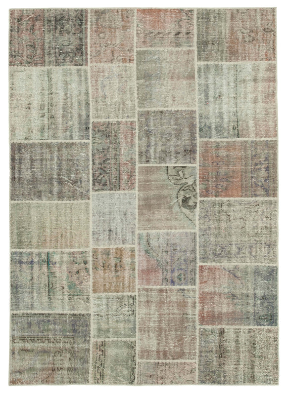 5' 7'' x 7' 10'' Hand-Knotted Turkish Patchwork Rug