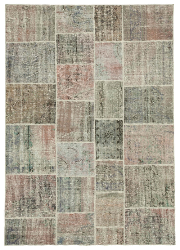 5' 8'' x 7' 11'' Hand-Knotted Turkish Patchwork Rug