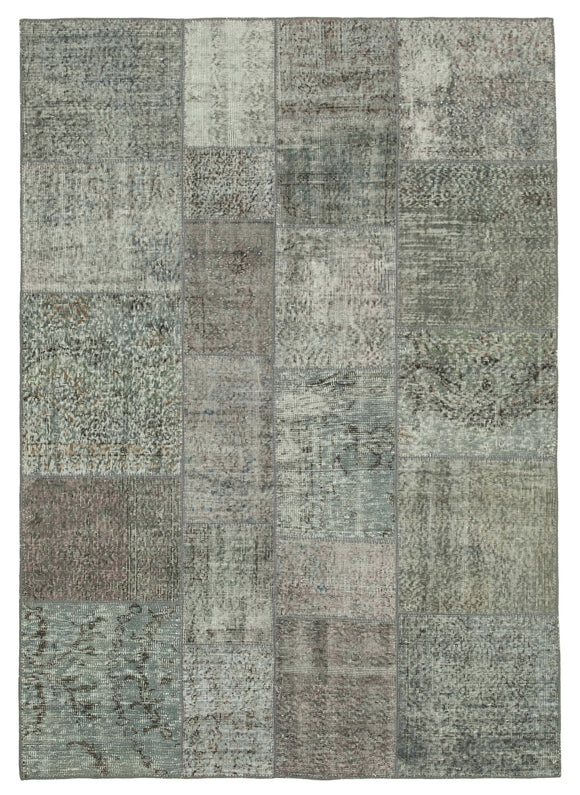 5' 7'' x 7' 10'' Hand-Knotted Turkish Patchwork Rug