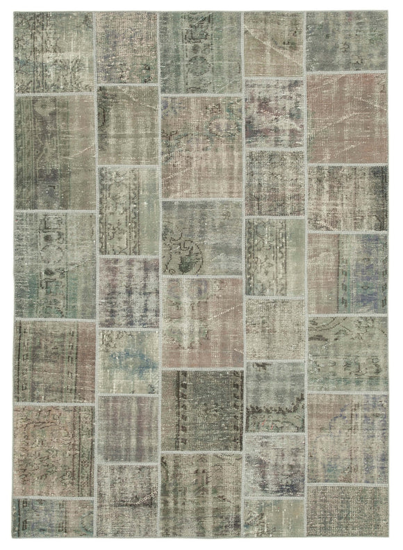 5' 8'' x 7' 11'' Hand-Knotted Turkish Patchwork Rug