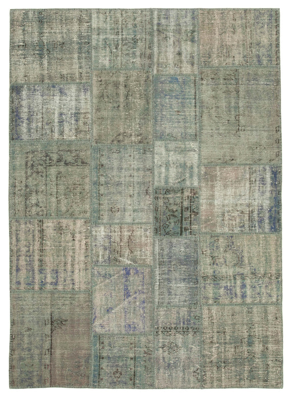 5' 9'' x 8' 1'' Hand-Knotted Turkish Patchwork Rug