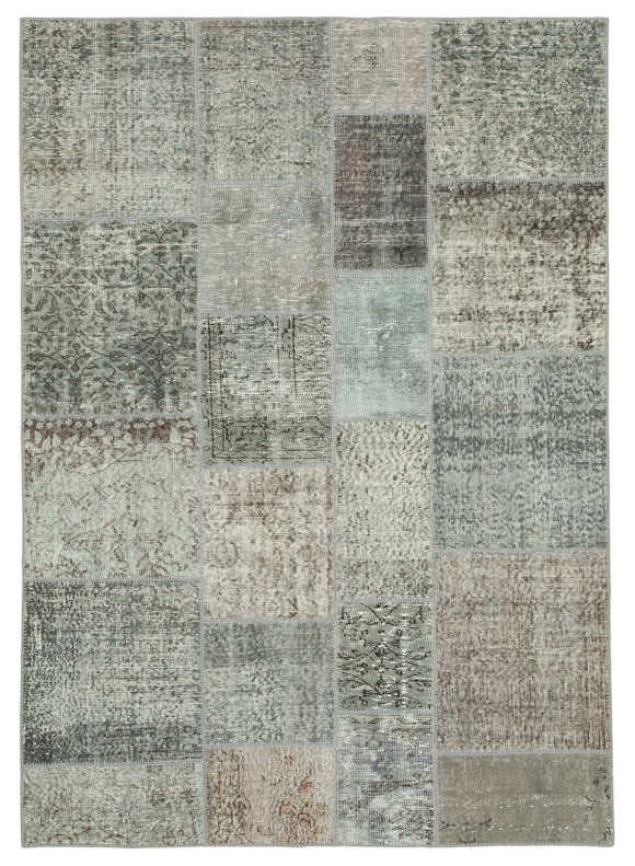 5' 7'' x 7' 10'' Hand-Knotted Turkish Patchwork Rug
