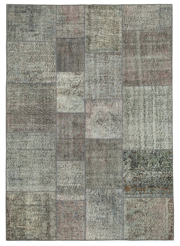 5' 7'' x 7' 10'' Hand-Knotted Turkish Patchwork Rug
