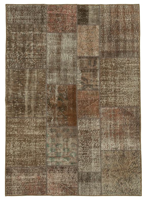 5' 7'' x 7' 11'' Hand-Knotted Turkish Patchwork Rug