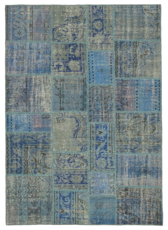 5' 9'' x 8' 1'' Hand-Knotted Turkish Patchwork Rug