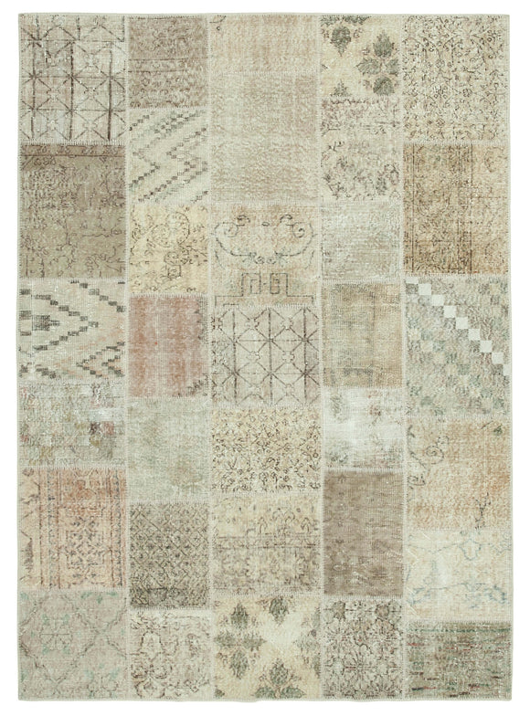5' 8'' x 7' 10'' Hand-Knotted Turkish Patchwork Rug