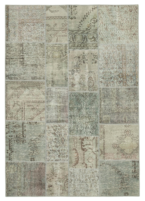 5' 7'' x 7' 10'' Hand-Knotted Turkish Patchwork Rug