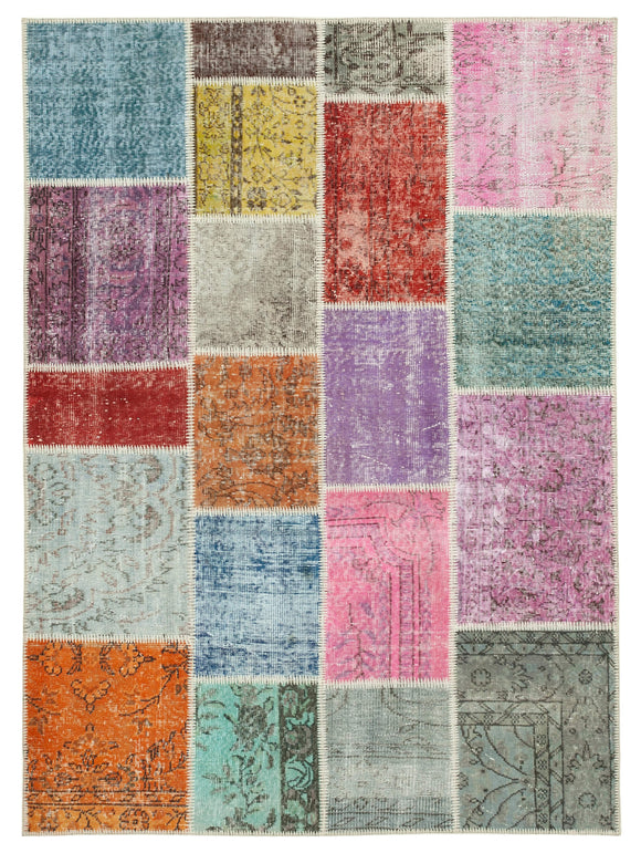 4' 9'' x 6' 7'' Hand-Knotted Turkish Patchwork Rug