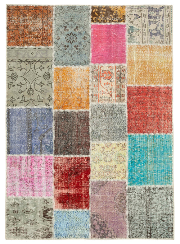 4' 9'' x 6' 8'' Hand-Knotted Turkish Patchwork Rug