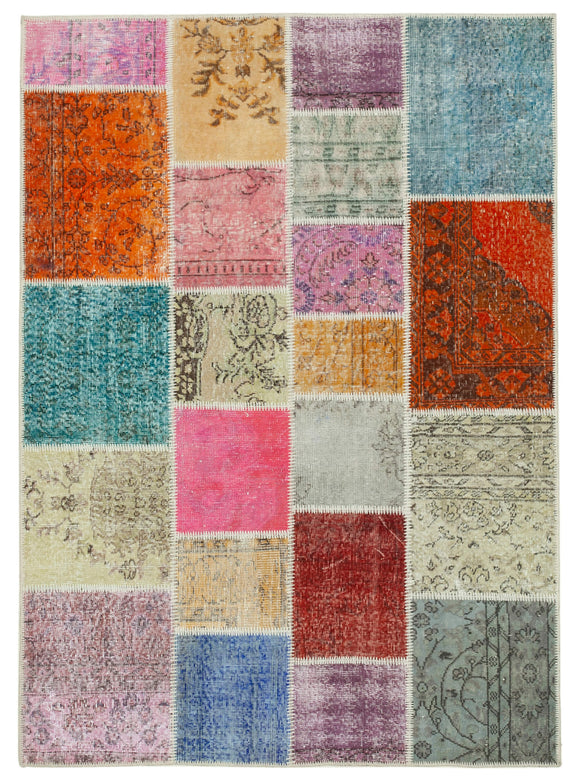4' 10'' x 6' 8'' Hand-Knotted Turkish Patchwork Rug