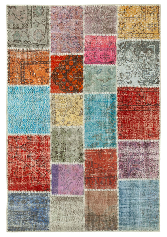 4' 8'' x 6' 9'' Hand-Knotted Turkish Patchwork Rug