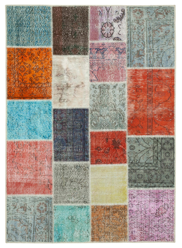 4' 8'' x 6' 7'' Hand-Knotted Turkish Patchwork Rug