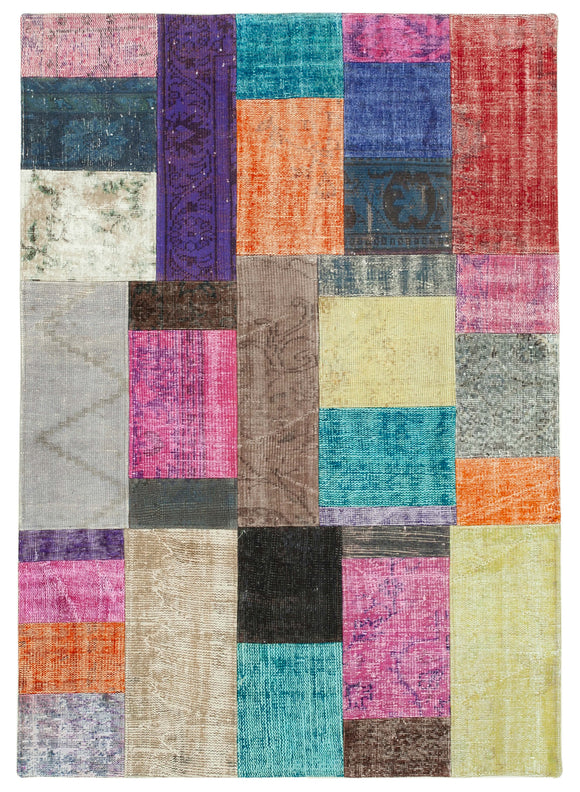 4' 8'' x 6' 7'' Hand-Knotted Turkish Patchwork Rug