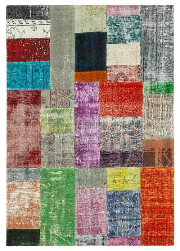 4' 8'' x 6' 8'' Hand-Knotted Turkish Patchwork Rug