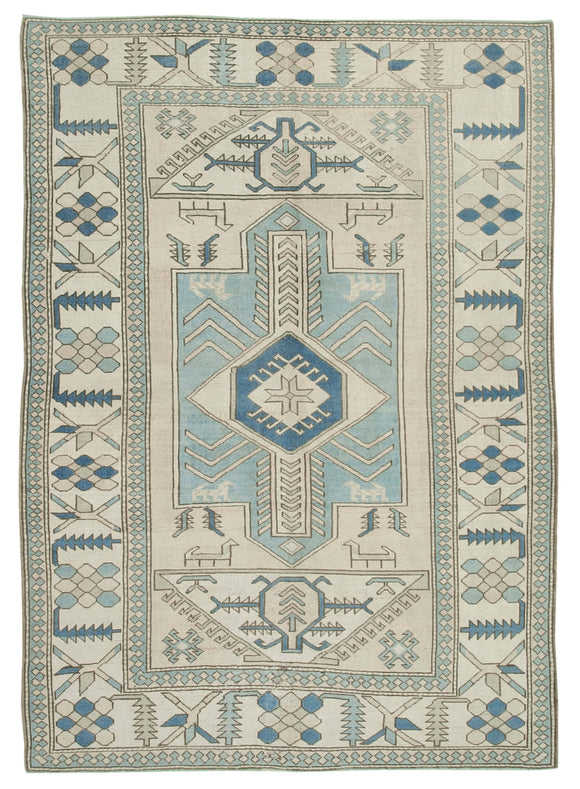 7' 3'' x 10' 4'' Hand-Knotted Oushak Rug