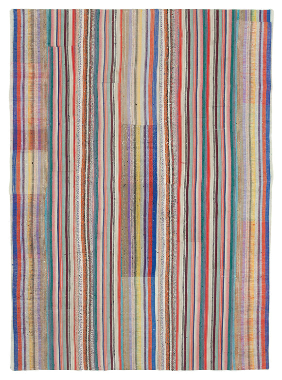 7' 3'' x 9' 10'' Vintage Turkish Patchwork Kilim Rug