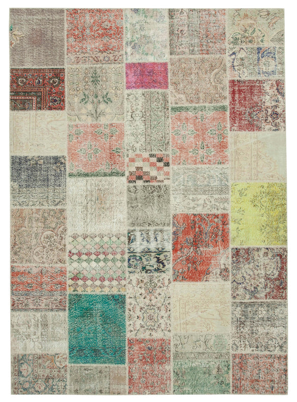 8' 2'' x 11' 6'' Hand-Knotted Turkish Patchwork Rug