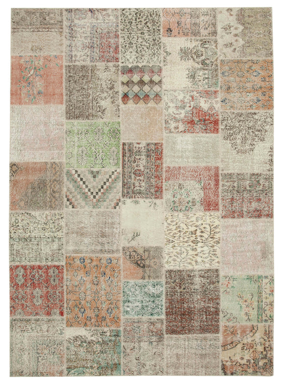 8' 2'' x 11' 7'' Hand-Knotted Turkish Patchwork Rug