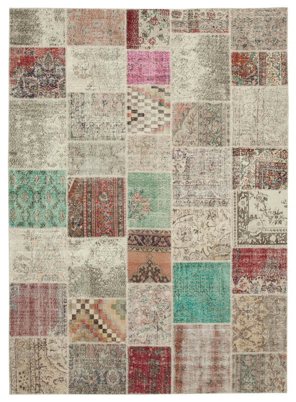 8' 2'' x 11' 6'' Hand-Knotted Turkish Patchwork Rug