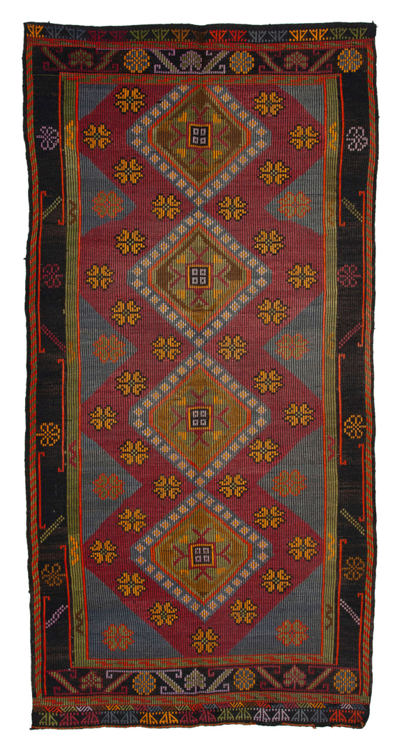 5' 4'' x 10' 8'' Turkish Vintage Kilim Rug