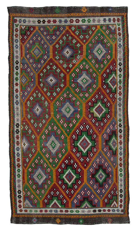 5' 4'' x 9' 10'' Turkish Vintage Kilim Rug