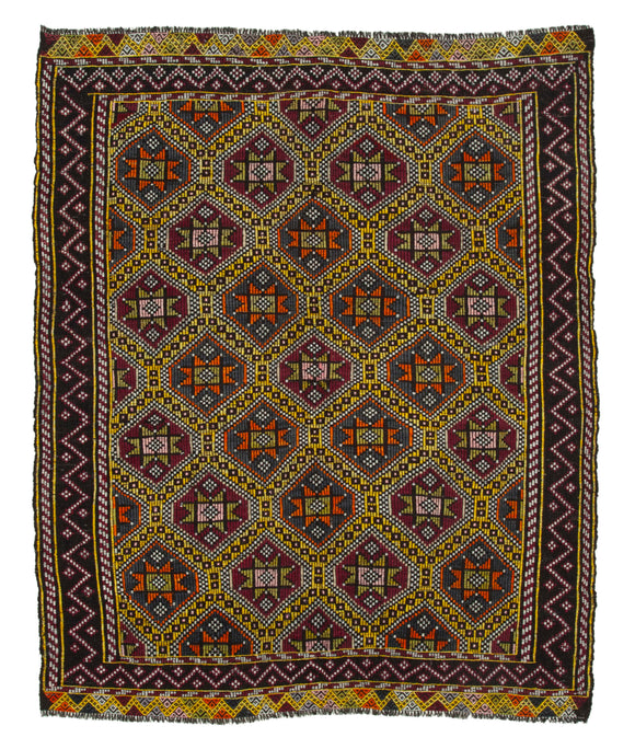 6' 3'' x 7' 4'' Turkish Vintage Kilim Rug