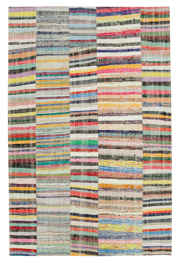 6' 7'' x 10' 2'' Vintage Turkish Patchwork Kilim Rug