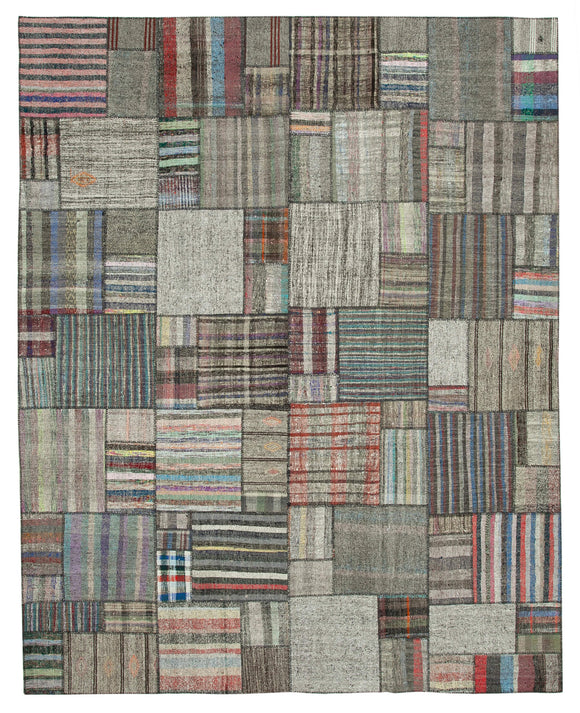 10' 9'' x 13' 8'' Vintage Turkish Patchwork Kilim Rug