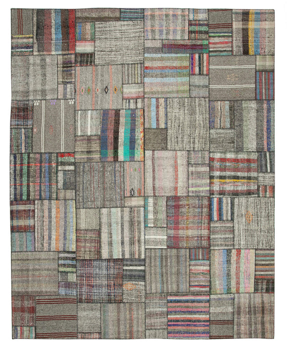 10' 8'' x 13' 5'' Vintage Turkish Patchwork Kilim Rug