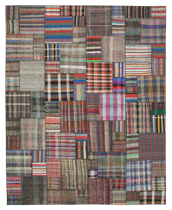 10' 10'' x 13' 6'' Vintage Turkish Patchwork Kilim Rug